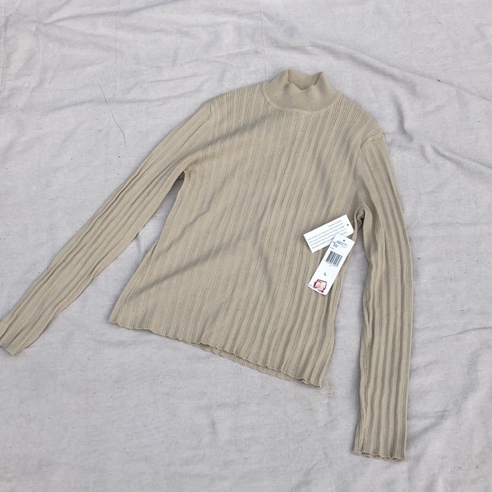sand turtleneck sweater